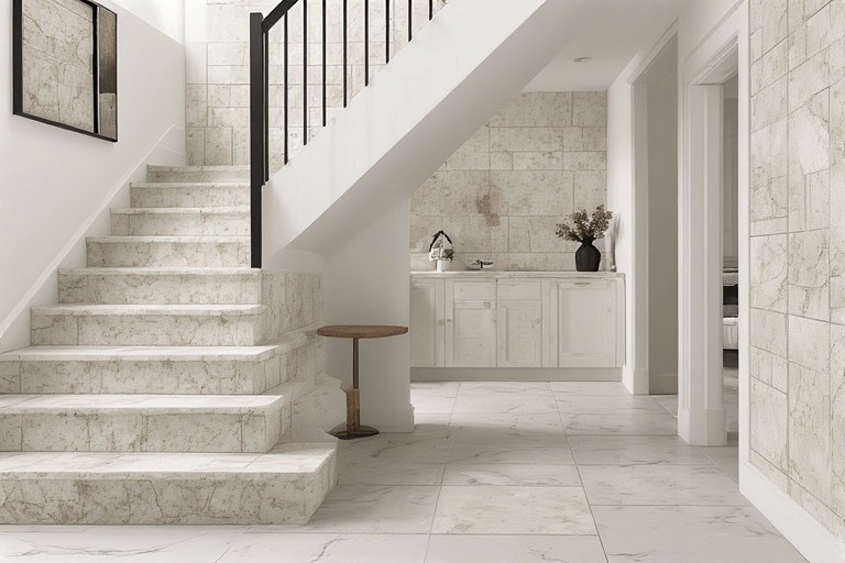 Fabric texture glazed rough tiles for stairs and hallways