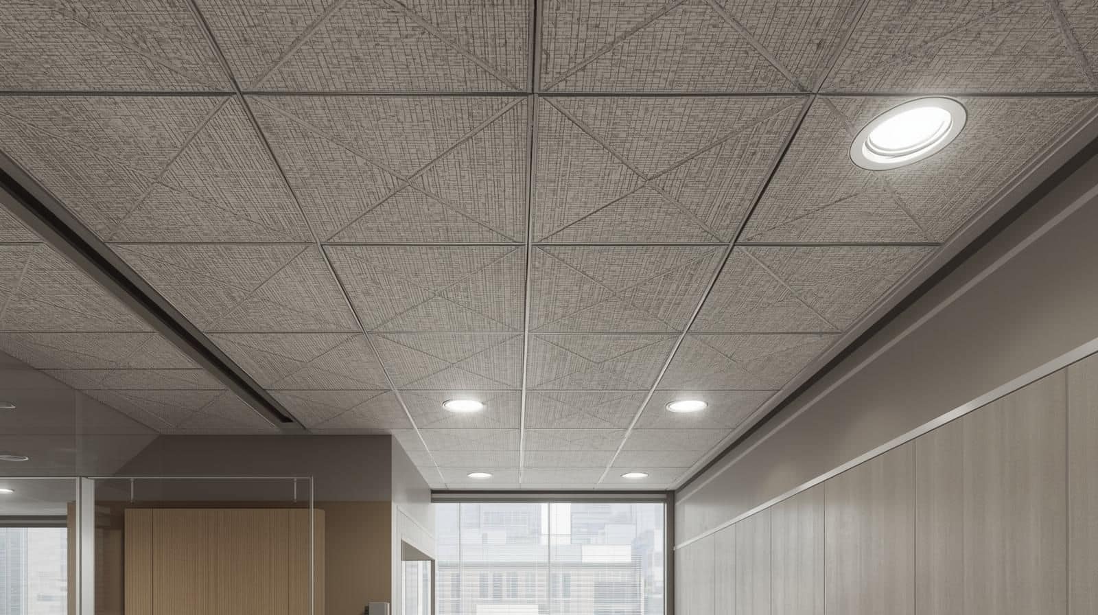 False Ceiling with Geometric Tile Patterns.