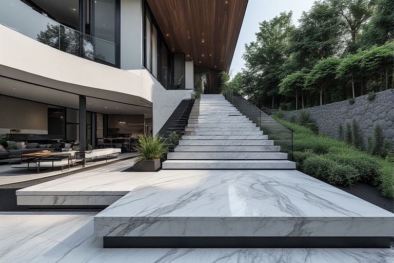 Flamed and Matte Finish Granite Stairs for Durable Outdoor Staircase Design