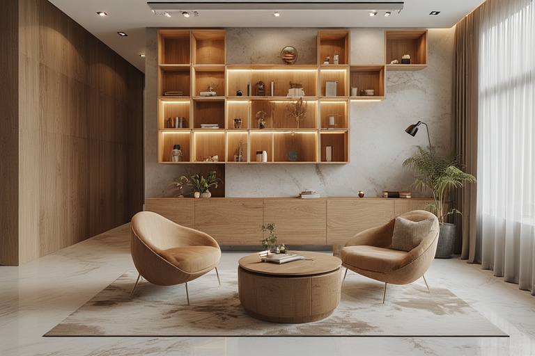 Floating Cube Clusters for Flexible Display Options in Contemporary Living Spaces