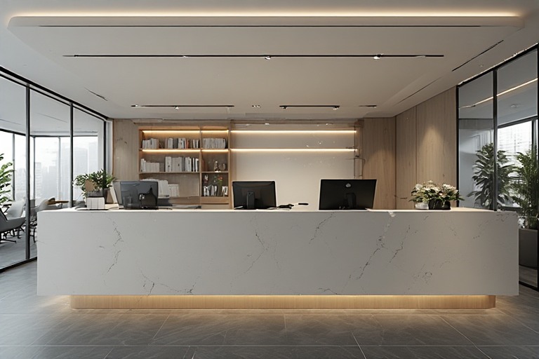 Floating Office Counter Design