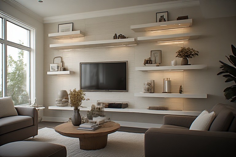 Simple showcase design with floating shelves.