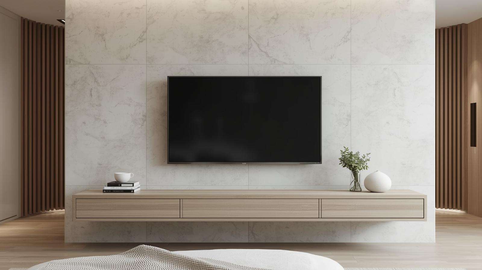 Floating TV Unit for Minimalist Bedrooms with Clean and Modern Appeal