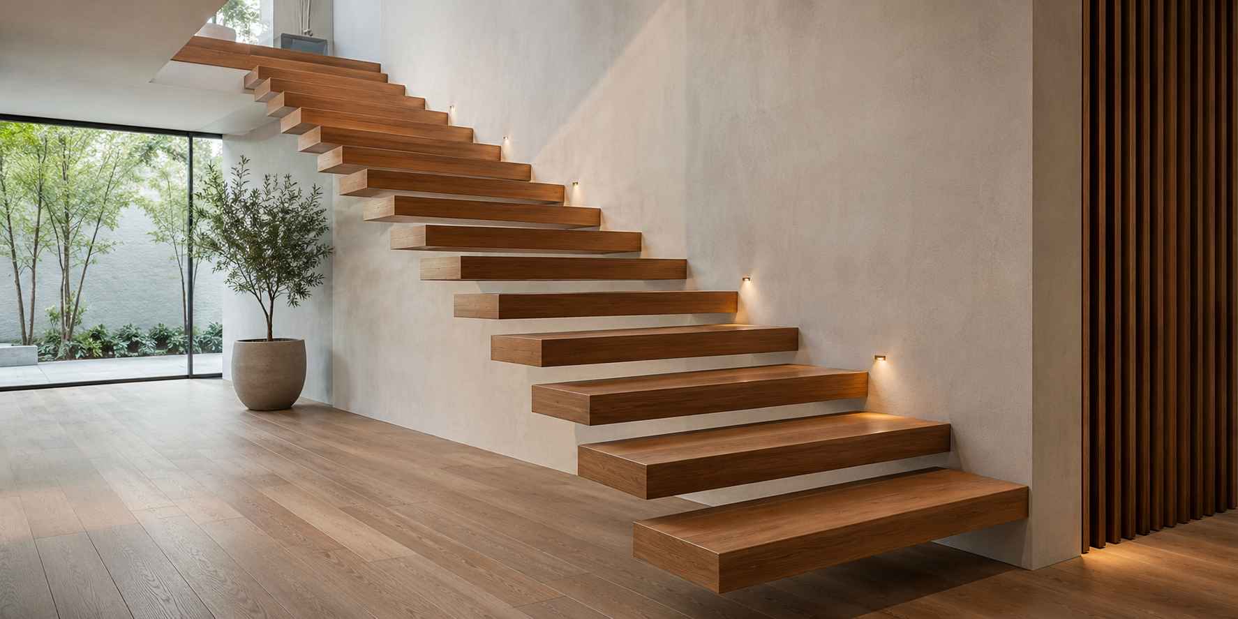 Floating Wooden Staircase Design