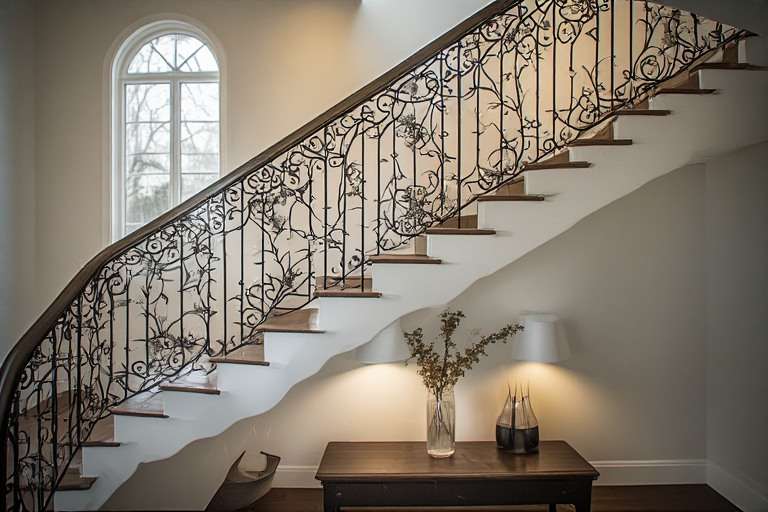 Floral Artistic Staircase Window Grill Design