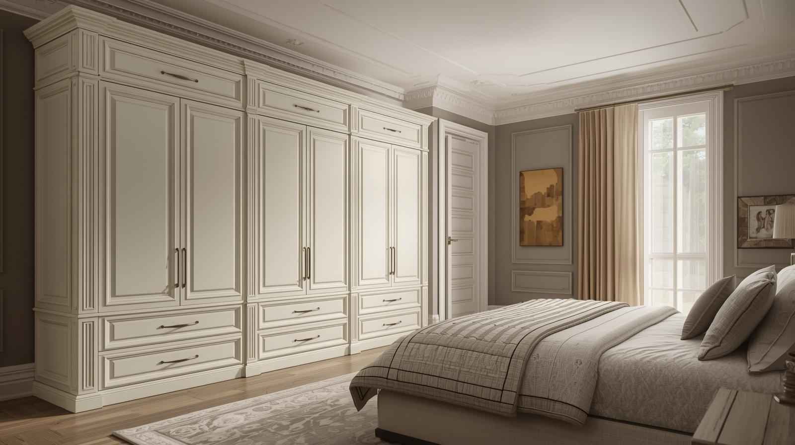 Fluted panel design wardrobes add texture and elegance to bedroom interiors with a modern aesthetic.