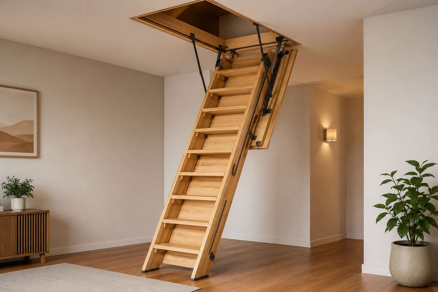 Fold-Up Wooden Staircase Design