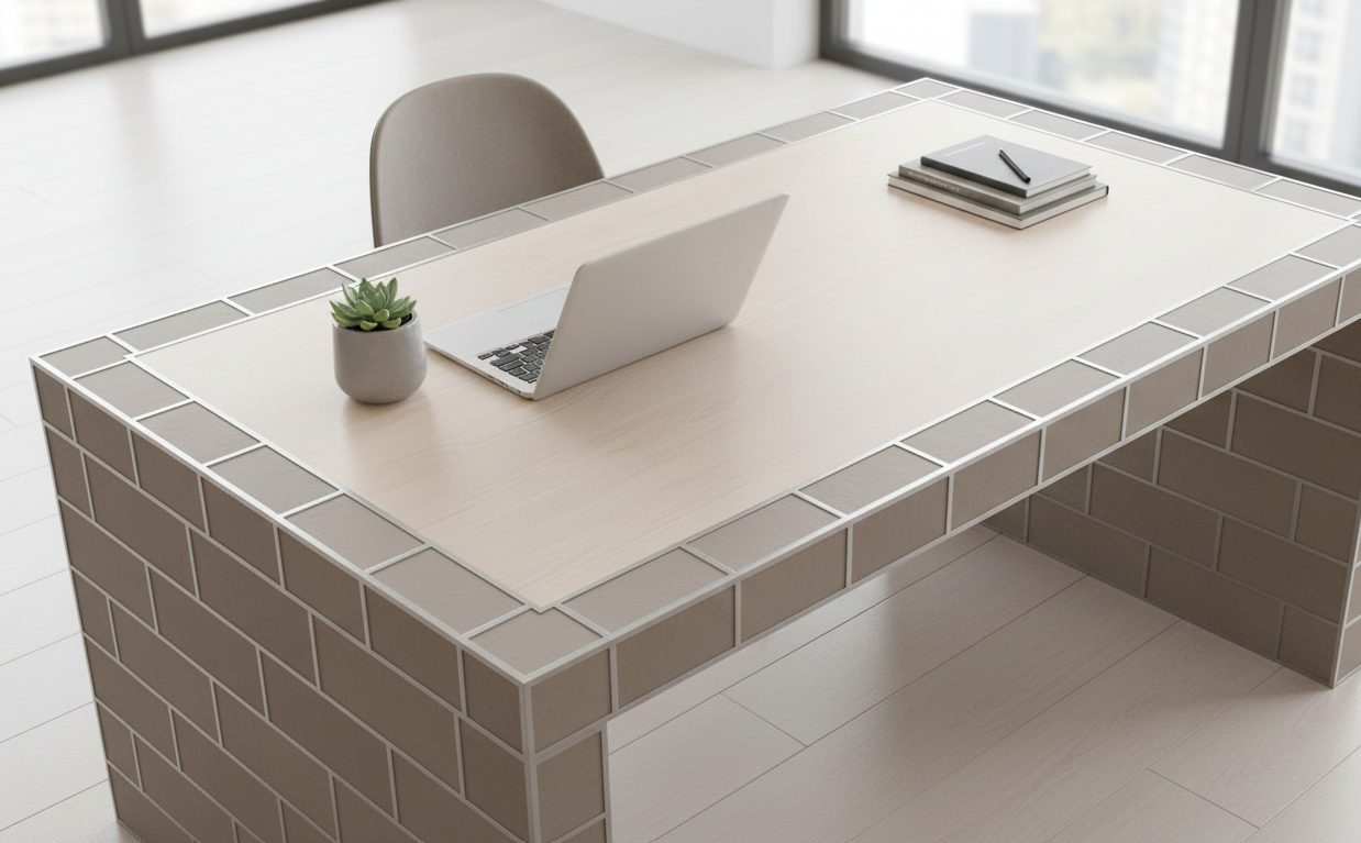 Framed Tile Edges Around the Tabletop