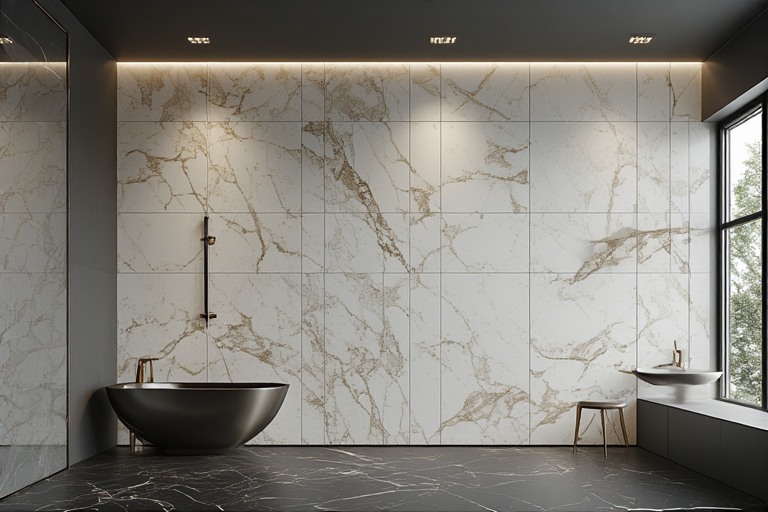 Full-Height Marble Tiles