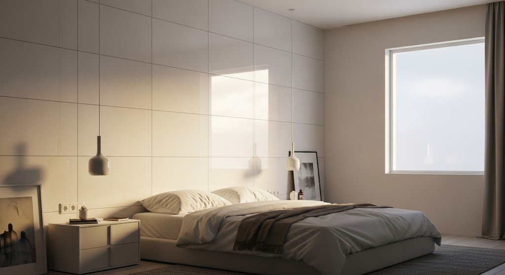Gentle Glow on Glossy Tiles