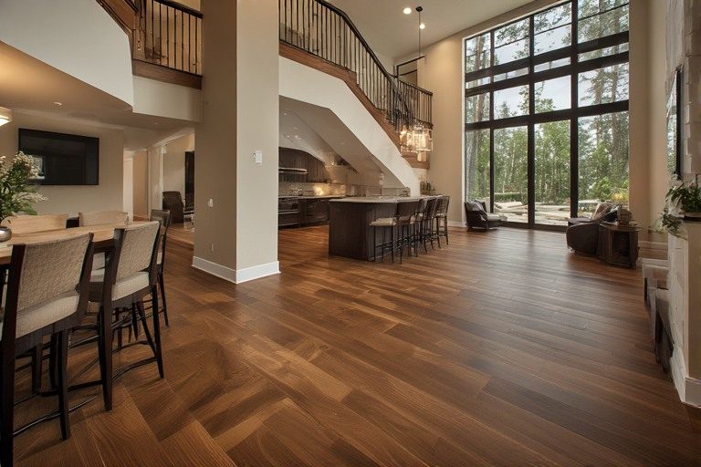 Geometric block wood floor design