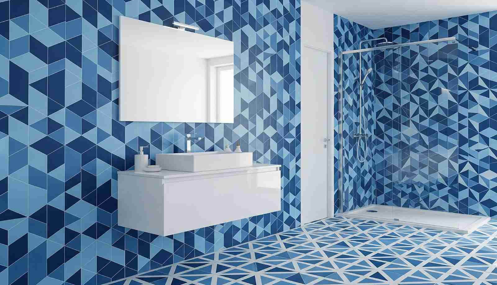 Geometric Blue Patterns for a Playful Look