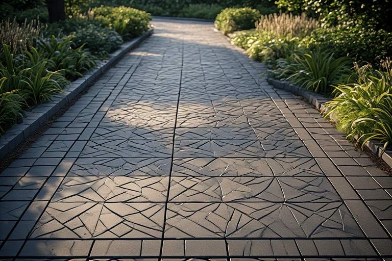 Geometric interlocking footpath tiles designed for stable outdoor walkways