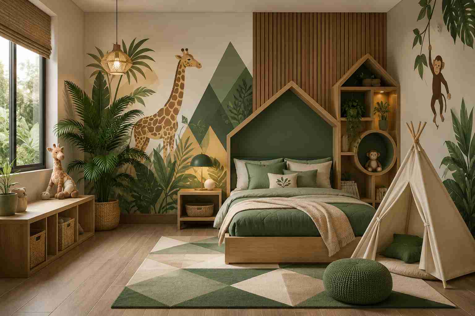 Kids Bedroom Design with Jungle Adventure Theme