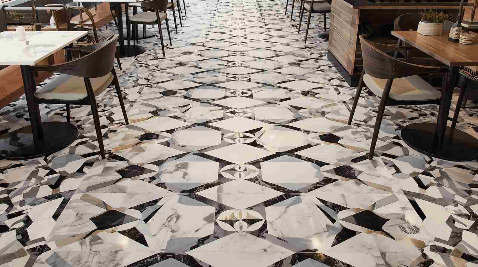 Geometric Mosaic Marble Floor Tiles