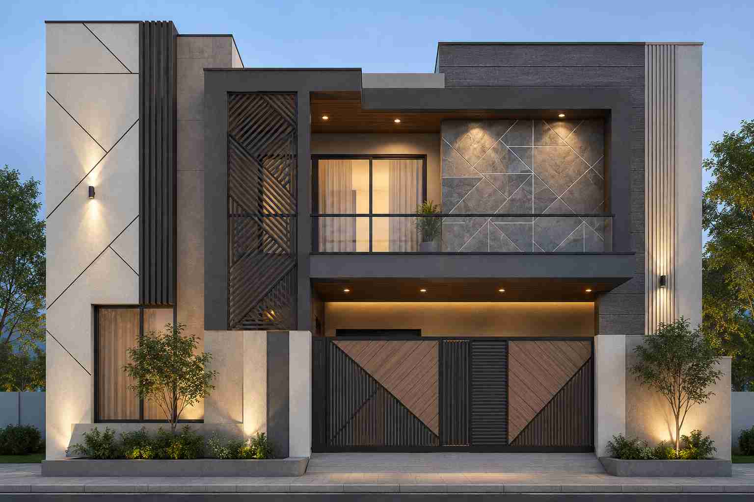 3d elevation design with geometric pattern