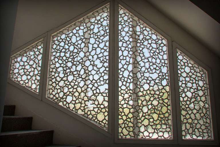 Geometric Pattern Staircase Window Grill Design