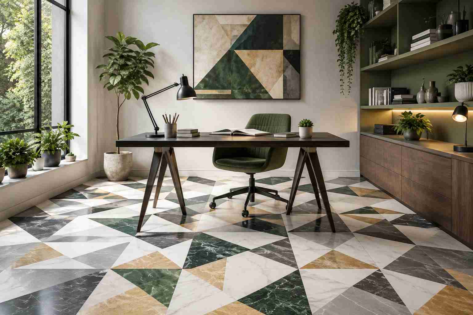 Study Room Design with Geometric Pattern