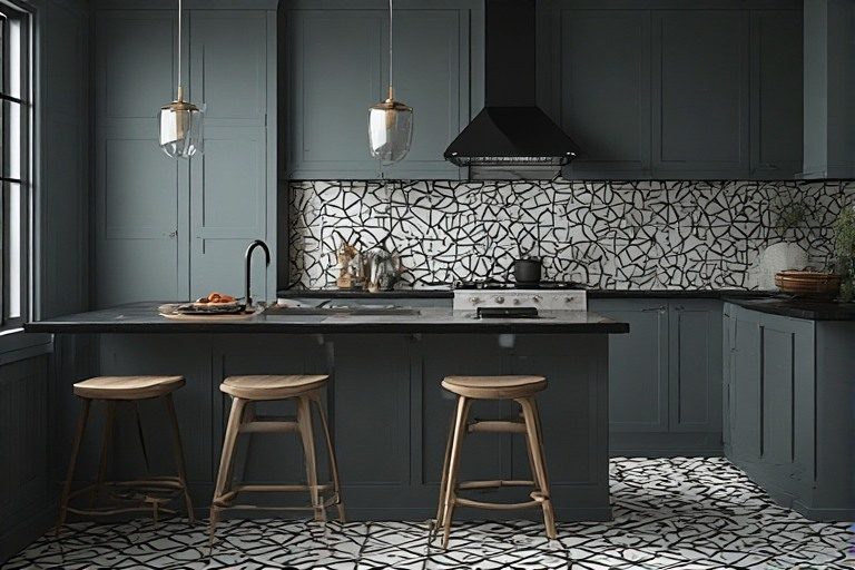 Bold geometric pattern kitchen floor ideas for modern interiors