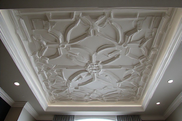 Geometric patterned POP or gypsum roof ceiling design for modern homes