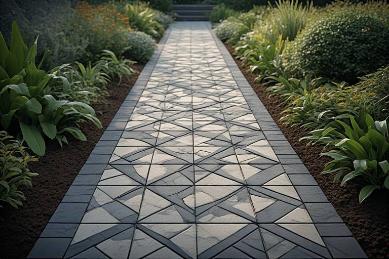Modern geometric garden tiles for structured landscape pathways