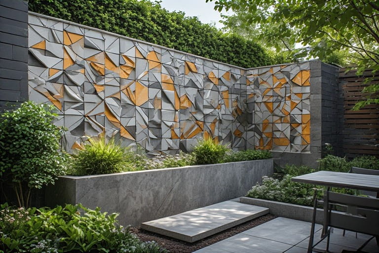 Geometric Patterned Garden Wall Design