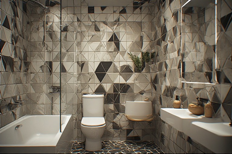 Contemporary Bathroom Design with Geometric Tile Patterns