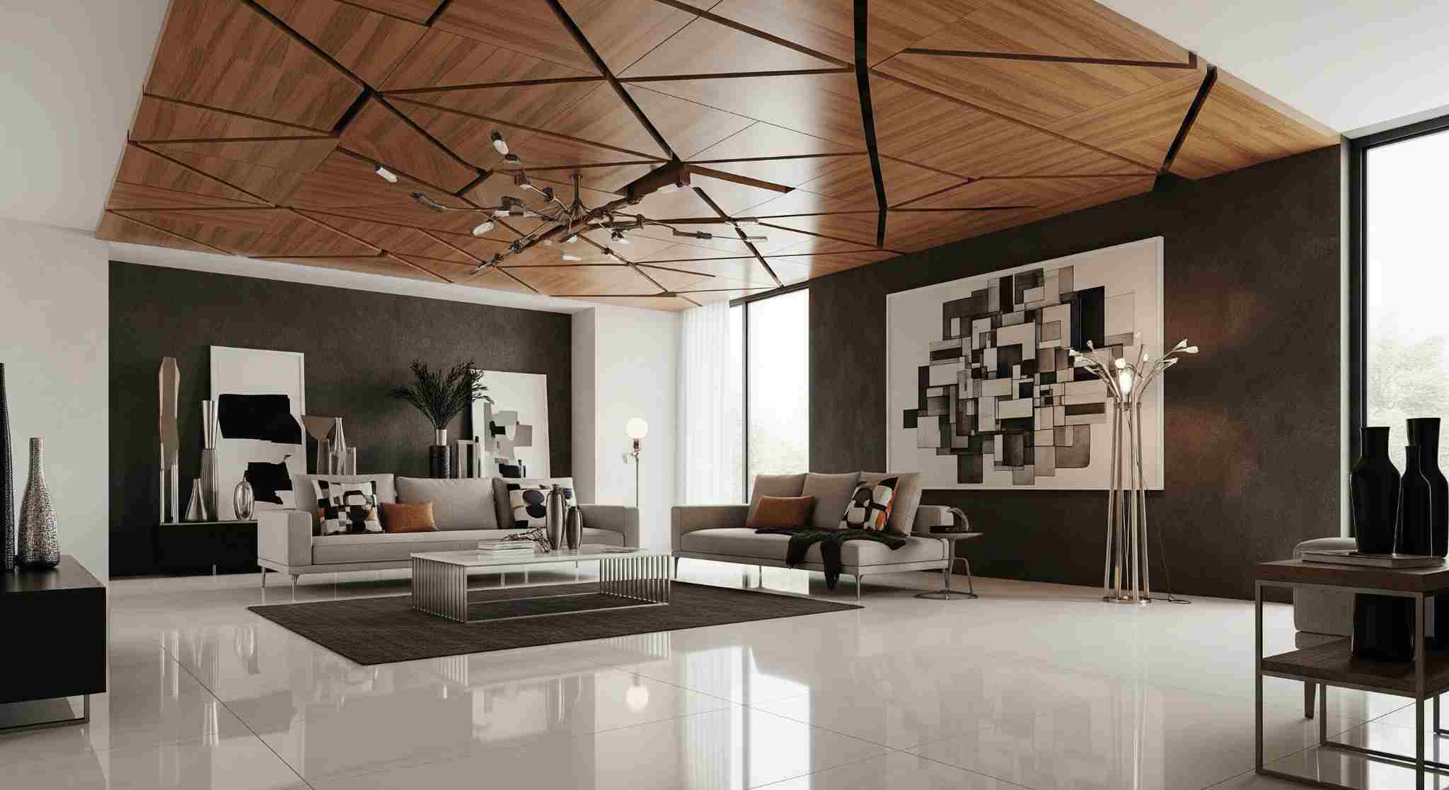 Geometric Wood Panelling with Vitrified Tiles
