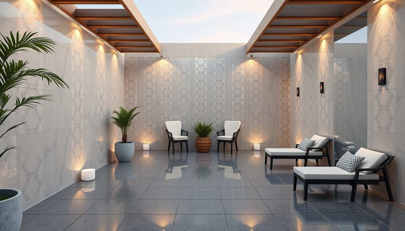 Glass-Embedded Tiles for Reflective Walls