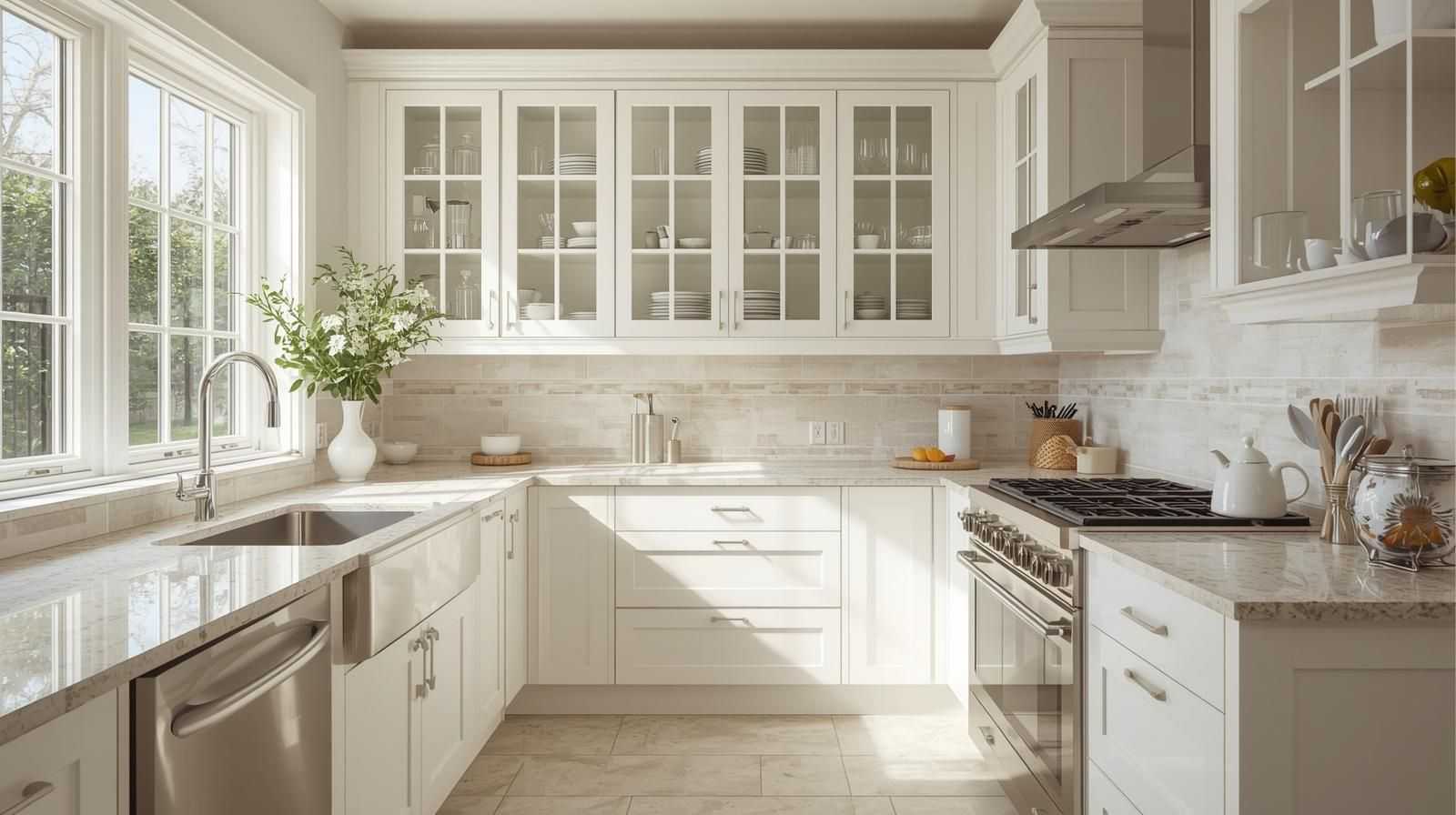 Glass-Front Cabinets for a Spacious Feel
