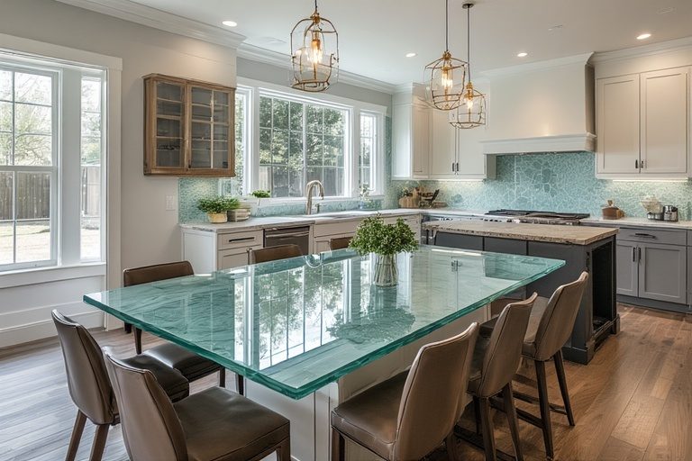 Glass kitchen table top