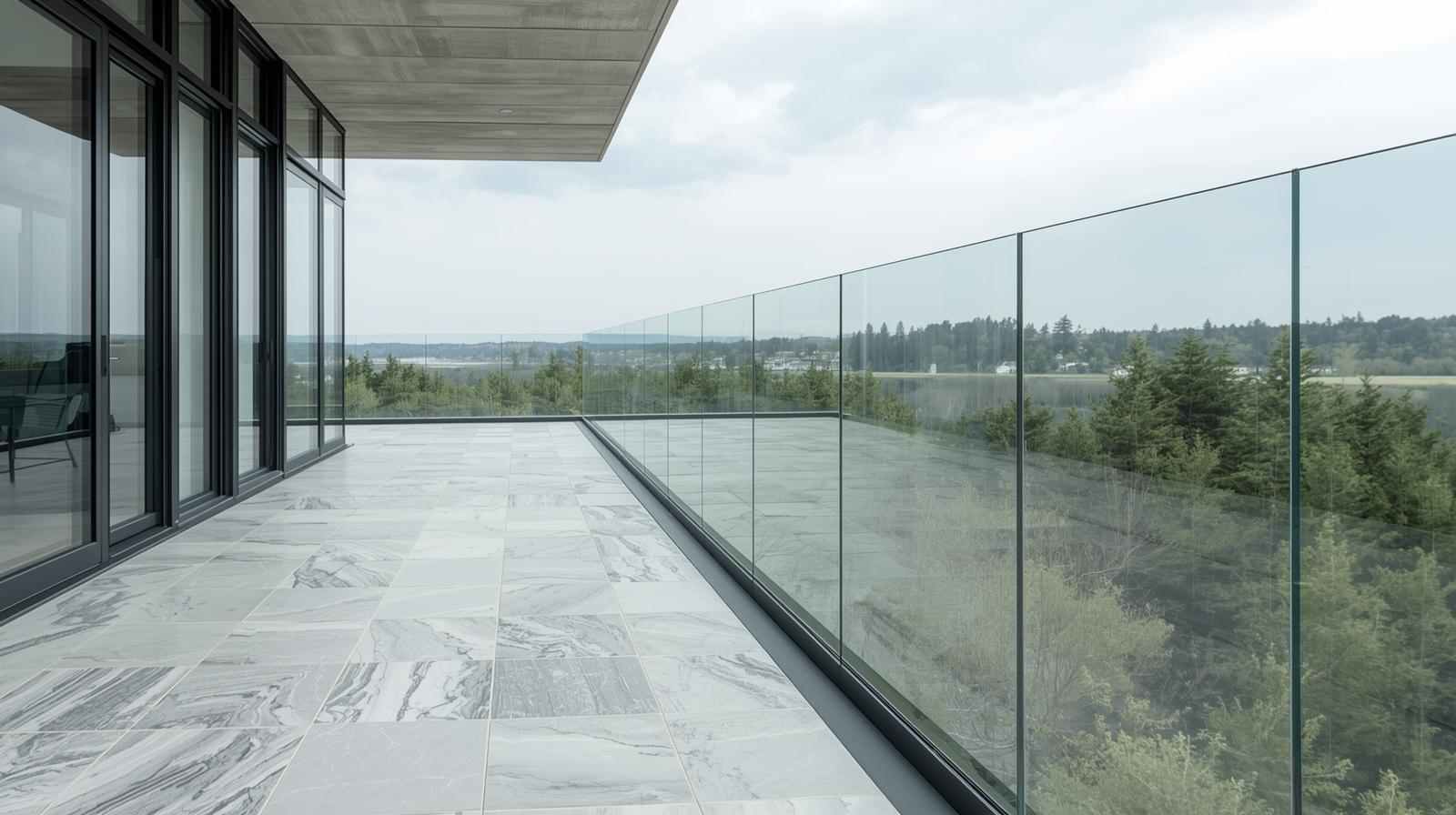 Modern parapet wall designs with glass panels.