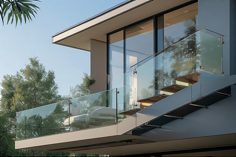 Glass Railing Balcony Staircase Design
