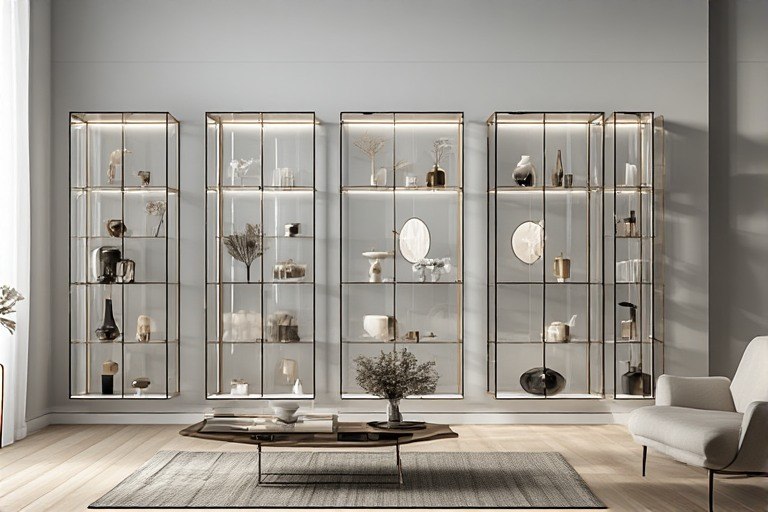 Elegant glass wall showcase design.