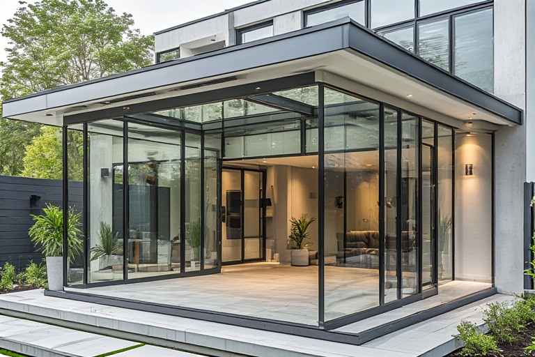 Glass and Metal Portico Design