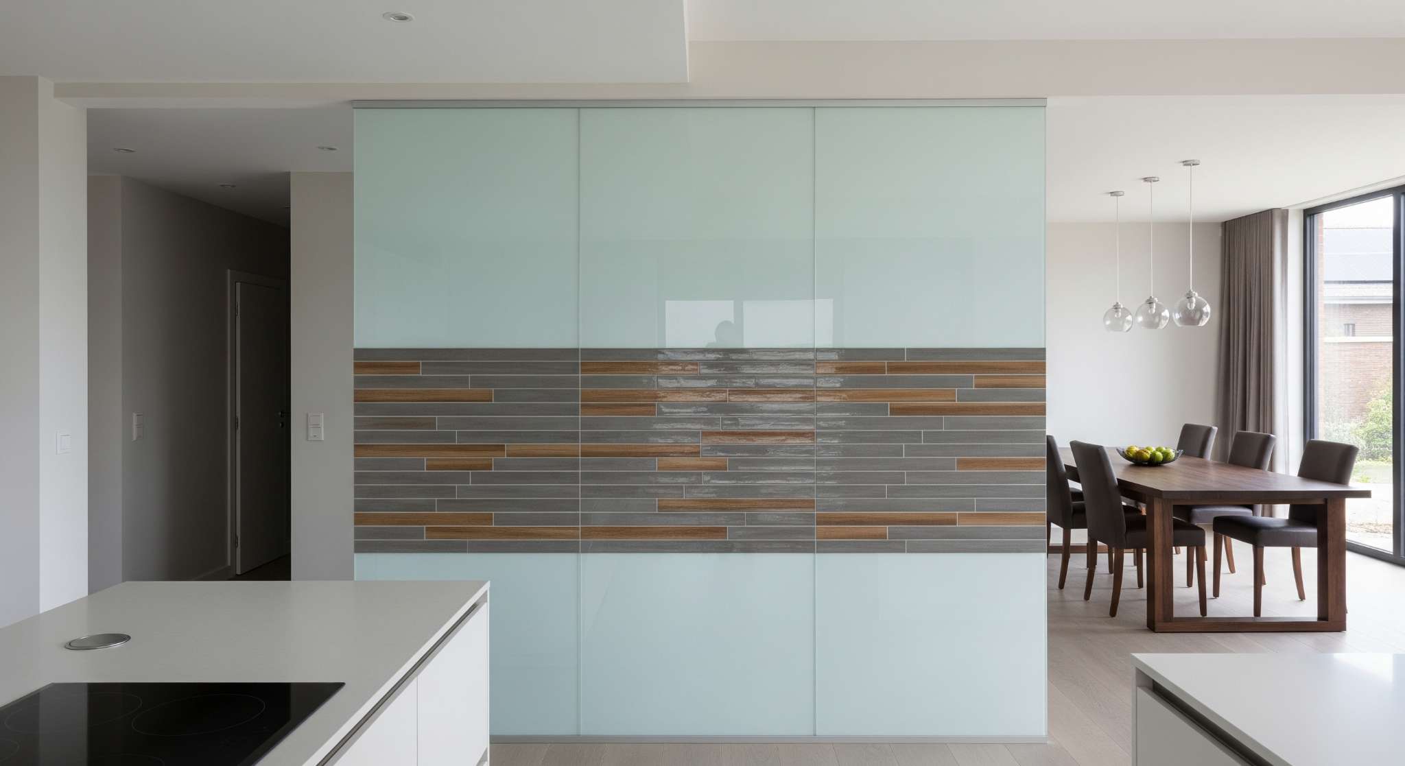 Glass and Tile Combo Partition