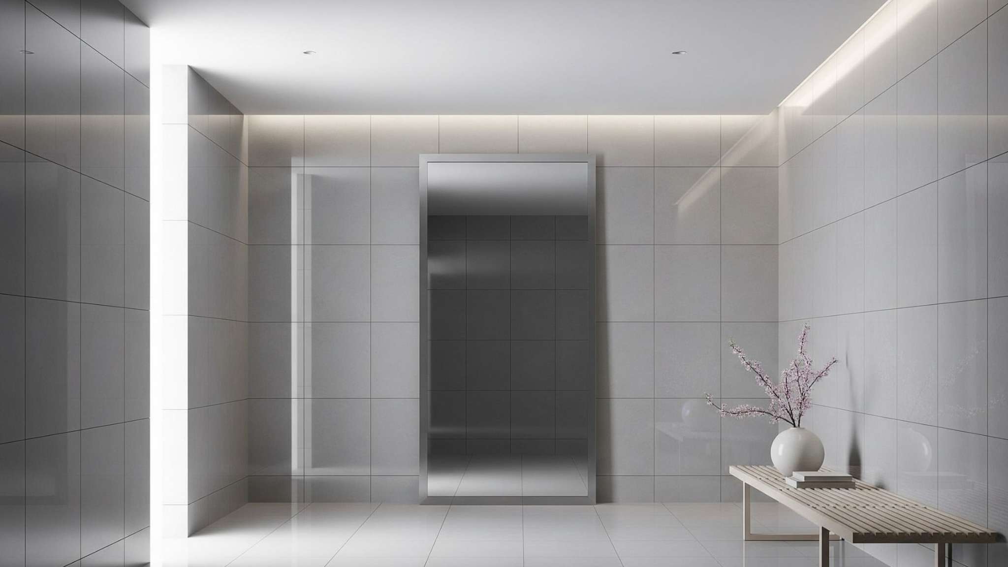 Glossy Grey Tiles with Light Reflective Finish
