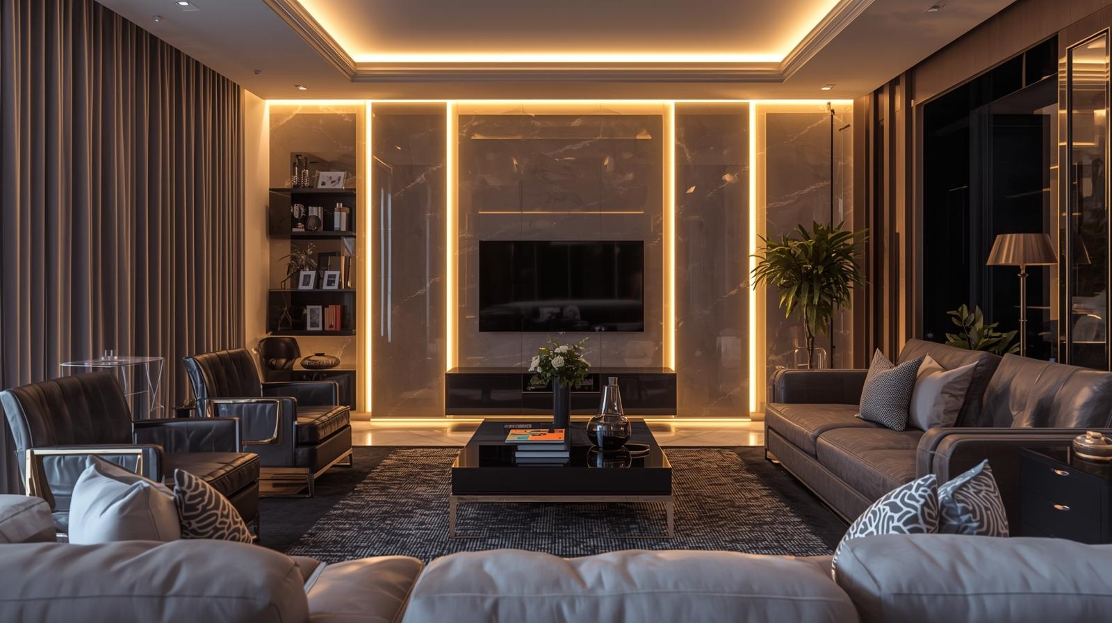 Glossy Tiles with LED Lighting for High-Tech Ambience