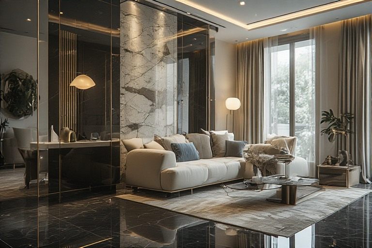 Bright glossy home wall design for small rooms