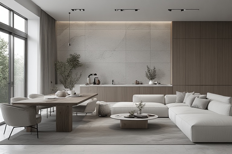 Gradient Grey Shades with Pure White Accessories for a Stylish and Contemporary Home