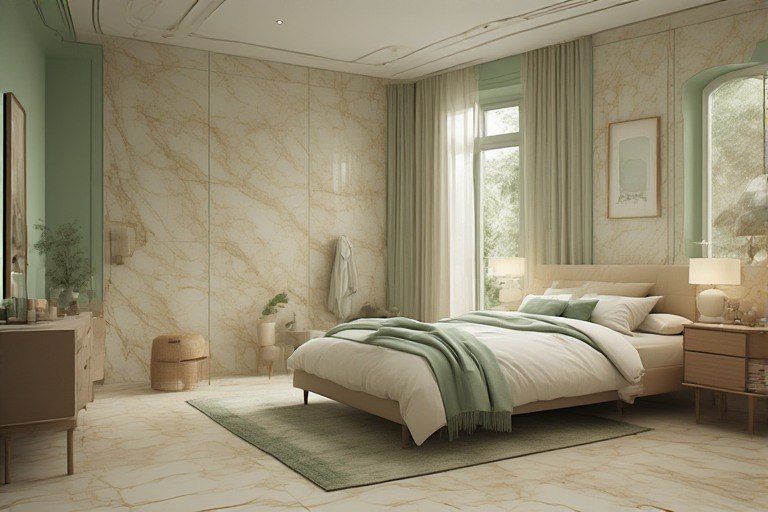Soft green and beige colour combination for soothing rooms