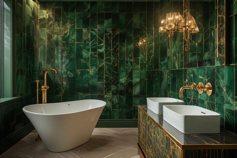 Luxurious green and gold colour combination for elegant walls