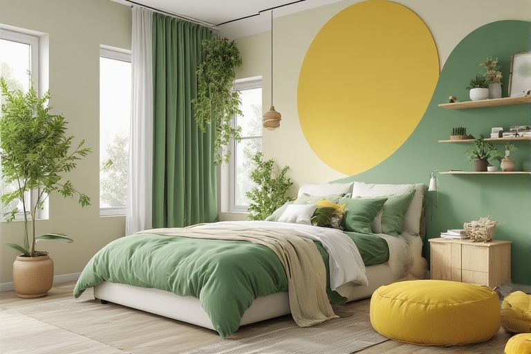 Green and Yellow Colour Combination for Bedroom for Vibrant and Energizing Bedroom Ambience
