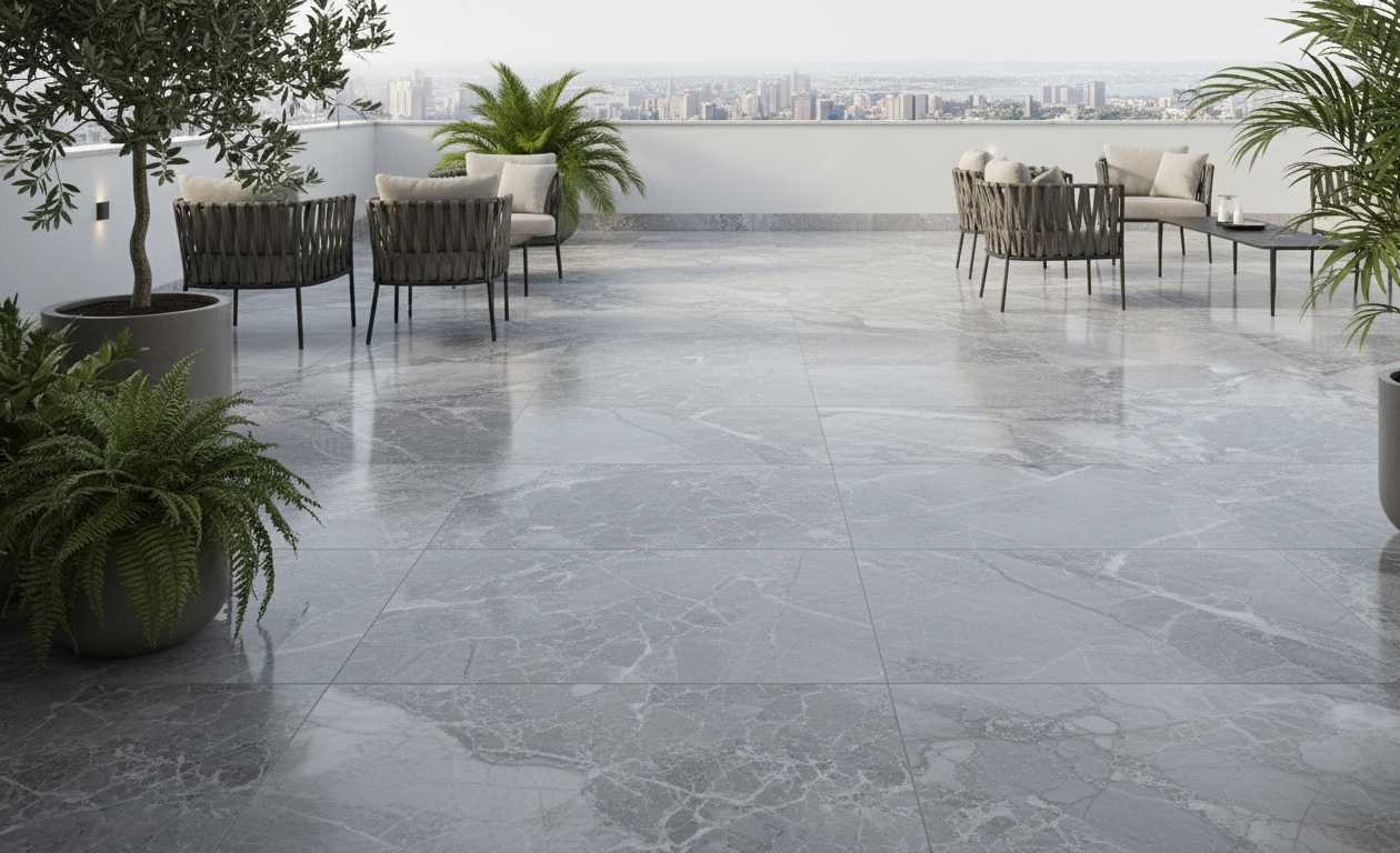 Grey Marble Mixed with White Highlights