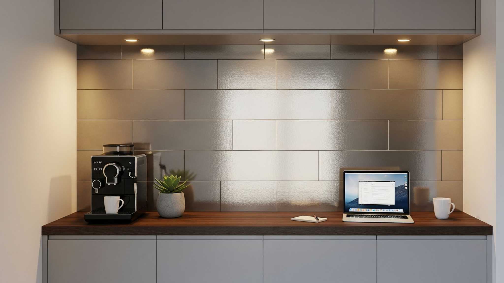 Grey Metallic Effect Tiles