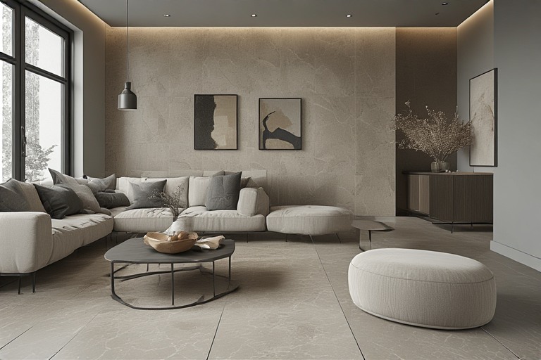 Grey and Beige Combination For Floor and Wall