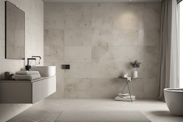 Grey and Beige Combination for Bathroom Tiles