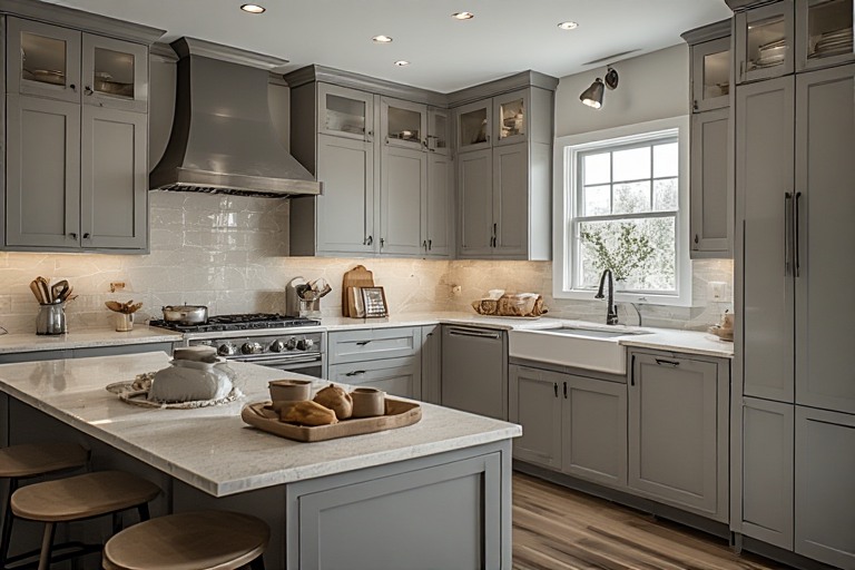 Grey and Beige Combination for Kitchen