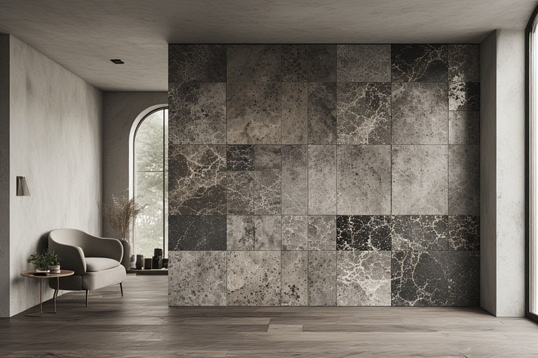 Half Wall Partition with Decorative Tiles