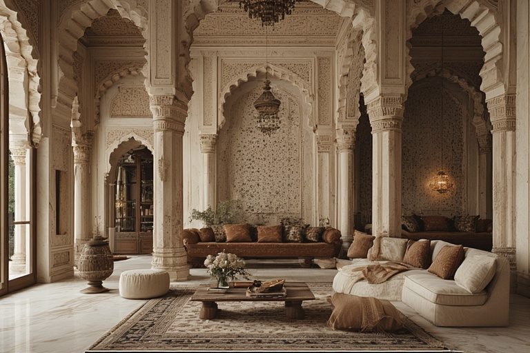 Haveli Style Designs with Accent Wall Tiles